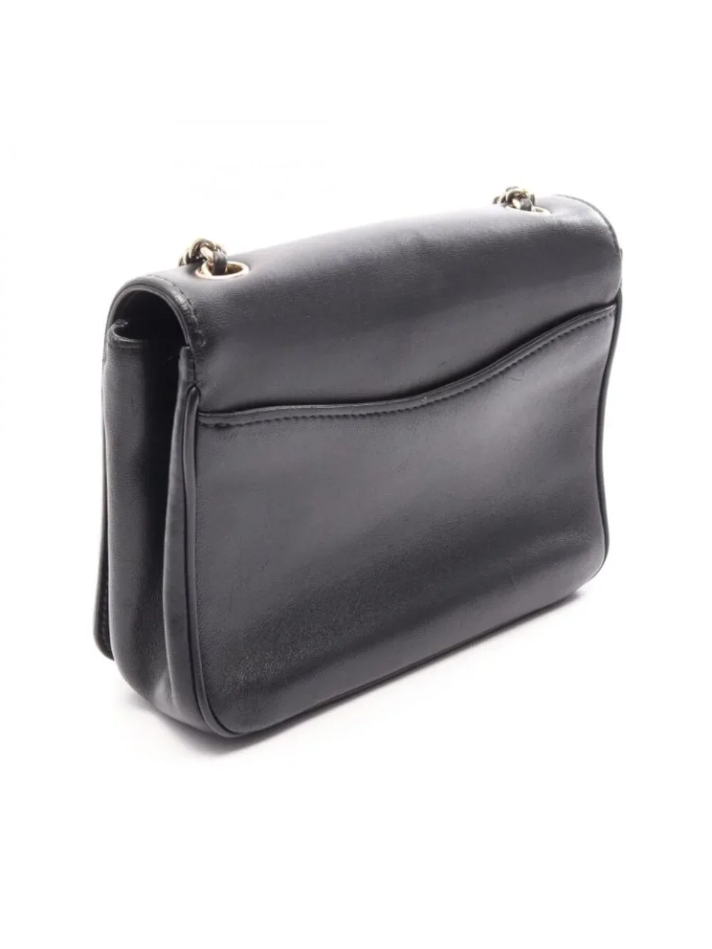 Chanel Shoulder Bag CC Logo Full Flap Black Lambskin CC Small Chain